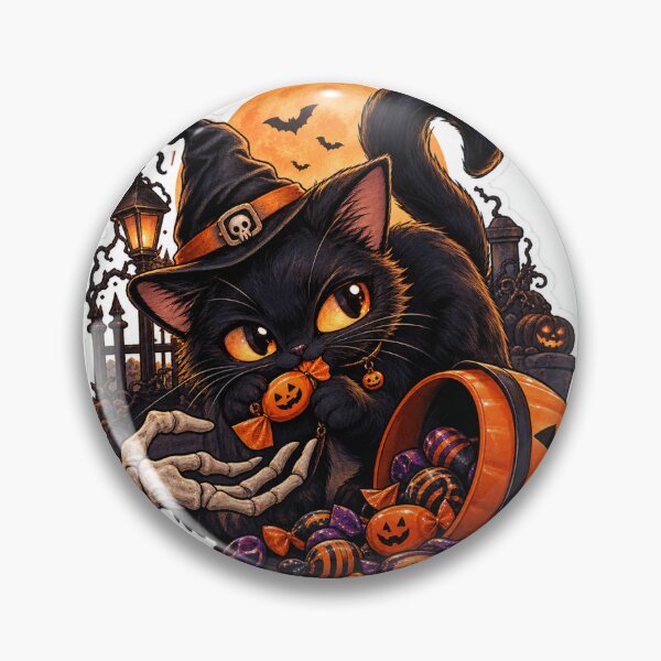 Item preview, Black Cat Candy Thief – Gothic Kawaii Halloween designed and sold by 4Designbyme.
