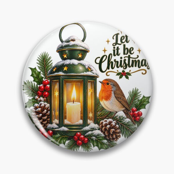Item preview, Let It Be Christmas Vintage Green Lantern Robin Bird Art designed and sold by QCena.