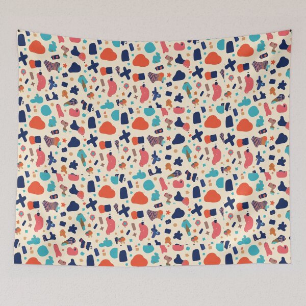 Item preview, Playful Colourful Abstract Doodles – Retro Memphis Pattern on Cream designed and sold by My Gluten Free Life UK.