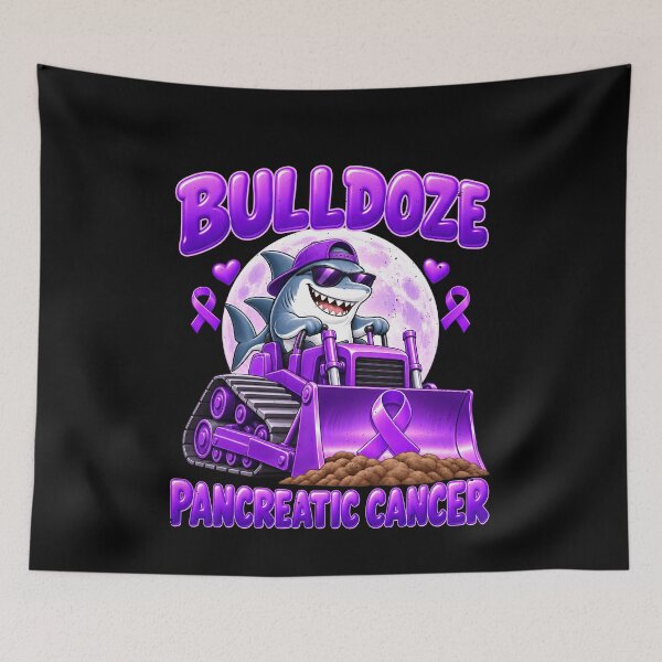 Item preview, Pancreatic Cancer Awareness with a Bulldozing Shark designed and sold by elderberry.