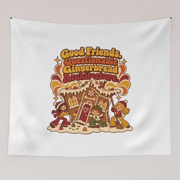 Item preview, Good Friends Questionable Gingerbread Architecture Retro Christmas Humor designed and sold by ThreadQuirk.