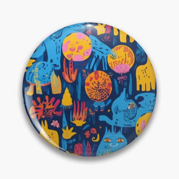Item preview, Colourful Whimsical Cats – Funky Blue and Yellow Cat Pattern designed and sold by My Gluten Free Life UK.