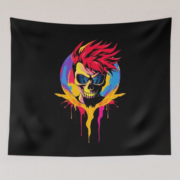 Item preview, Punk Rocker Skull Red Mohawk Pop Art designed and sold by ERODED SELF.