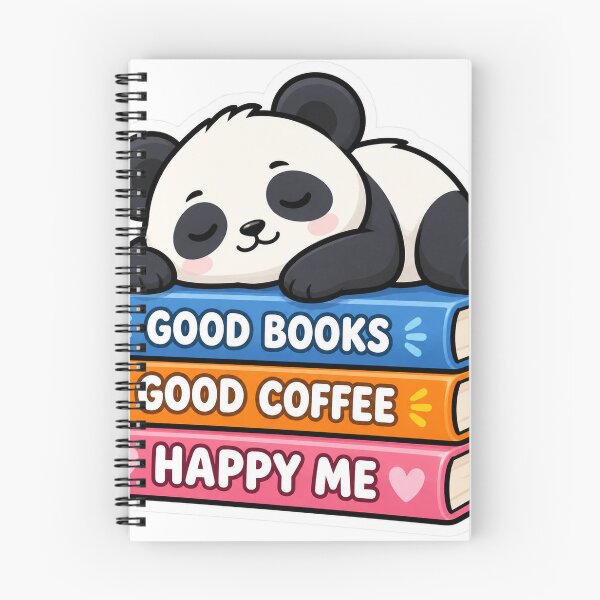 Item preview, Good Books Good Coffee Happy Me Sleepy Panda Book Lover Sticker designed and sold by Varaprasad43.