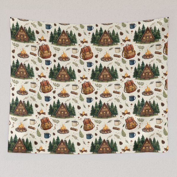 Item preview, Cozy Forest Cabincore Outdoor Camping Pattern designed and sold by wallpapersarts.