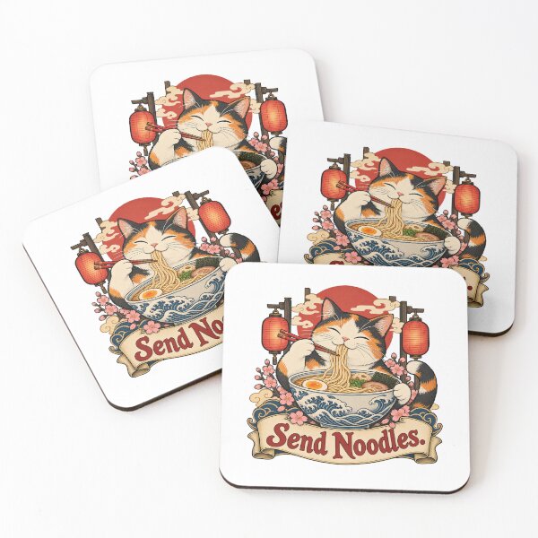 Item preview, Send Noodles Calico Cat Ramen Retro Art designed and sold by TeNovaStudio.