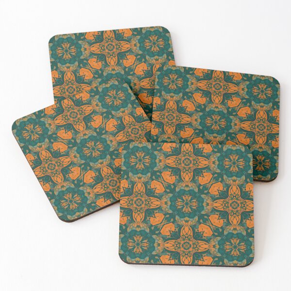 Item preview, Orange and Teal Floral Kaleidoscope – Vintage Ornamental Pattern designed and sold by My Gluten Free Life UK.
