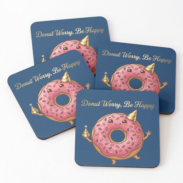 Item preview, Cute Donut Worry Be Happy Kawaii Food Art designed and sold by Northern Glow Art.
