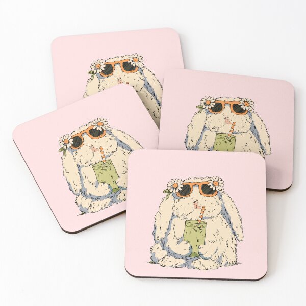 Item preview, Cool Bunny Drinking Iced Matcha Latte | Cozy Fall Autumn Aesthetic designed and sold by kuwagatamushi.