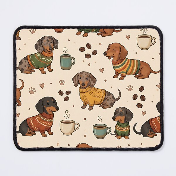 Item preview, Cute Dachshund Dog And Coffee Pattern designed and sold by wallpapersarts.