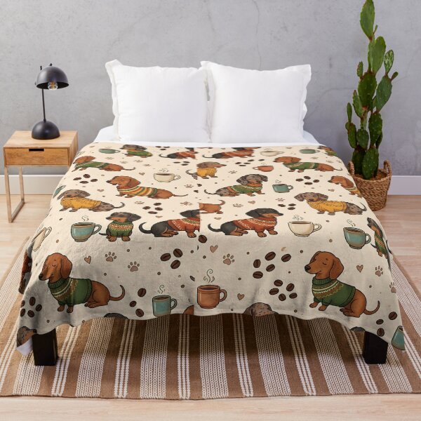 Item preview, Cute Dachshund Dog And Coffee Pattern designed and sold by wallpapersarts.