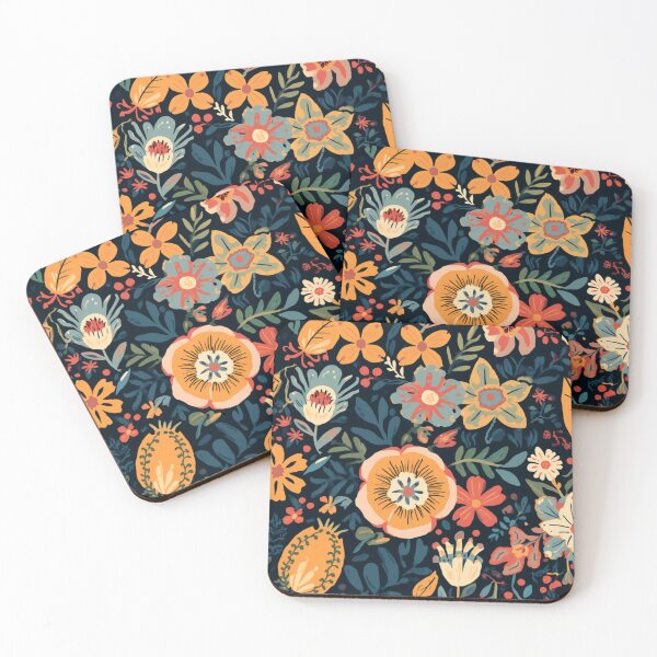Item preview, Colourful Vintage Garden Flowers – Bold Folk Art Floral Pattern designed and sold by My Gluten Free Life UK.