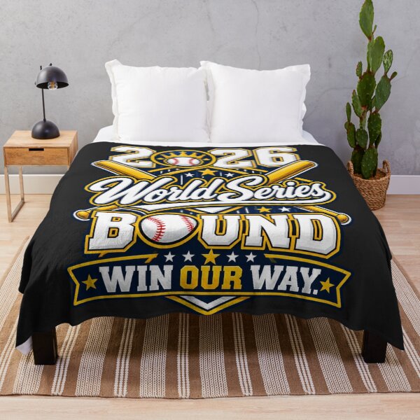 Item preview, Brewers 2026 World Series Bound Win Our Way Crossed Bats Crown Emblem Navy Gold Champions designed and sold by Pliable.