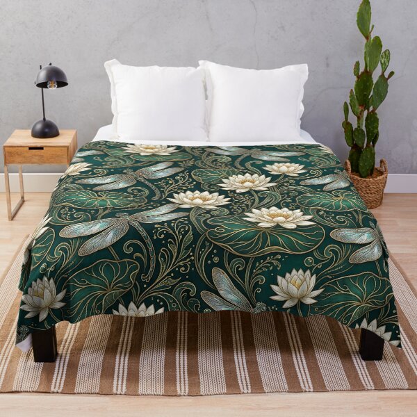 Item preview, Art Nouveau Dragonfly Water Lilies Pattern designed and sold by wallpapersarts.