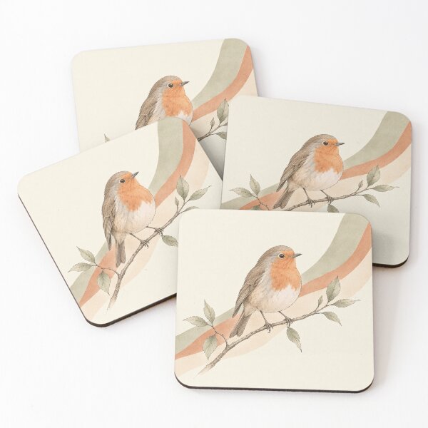 Item preview, European Robin Line Art | Sage Green Terracotta Birdwatcher Botanical Bird Illustration designed and sold by Zaramodo.