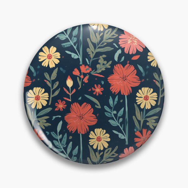 Item preview, Retro Abstract Flowers – Colourful 70s Floral Pattern on Navy designed and sold by My Gluten Free Life UK.
