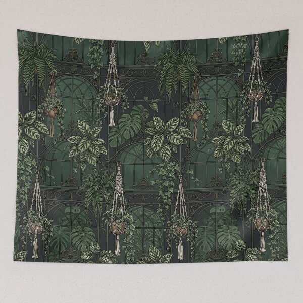 Item preview, Victorian Greenhouse Tropical Botany Seamless Pattern designed and sold by wallpapersarts.