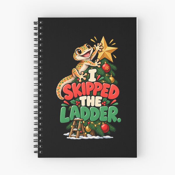Item preview, Christmas Gecko Tree Topper Humor - I Skipped The Ladder designed and sold by MOTIFOLK.