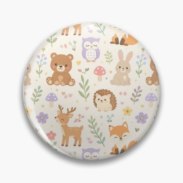 Item preview, Cute Woodland Animals – Pastel Forest Friends and Flowers Pattern designed and sold by My Gluten Free Life UK.