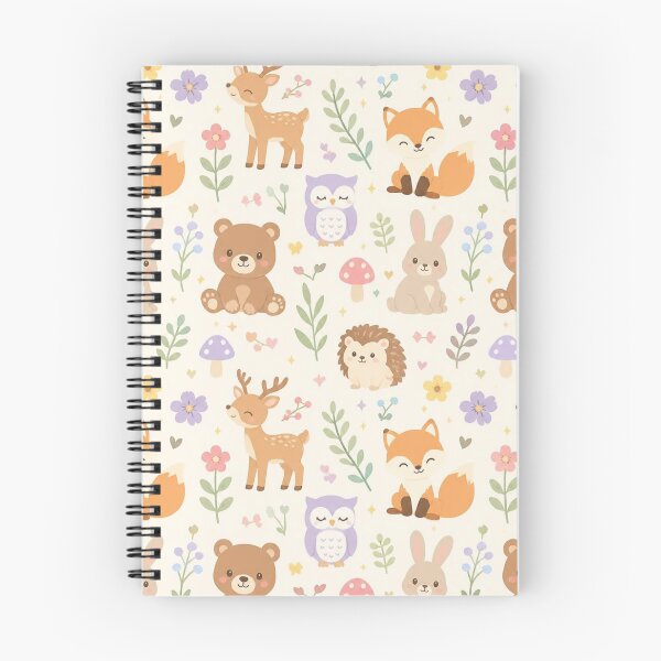 Item preview, Cute Woodland Animals – Pastel Forest Friends and Flowers Pattern designed and sold by My Gluten Free Life UK.