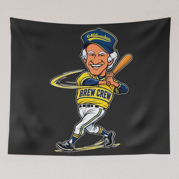 Item preview, Bob Uecker Cartoon Brew Crew Swinging Bat Milwaukee Yellow Blue Caricature Legend designed and sold by Pliable.