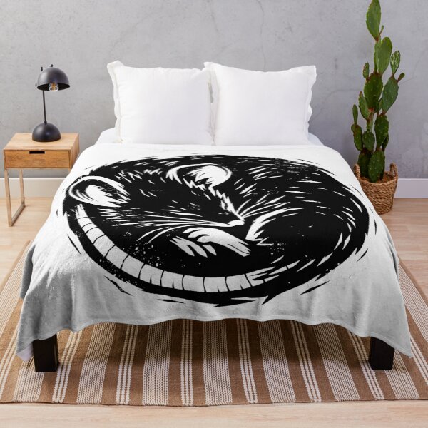 Item preview, Sleeping Rat – Black and White Woodcut Illustration designed and sold by Ankarzh.
