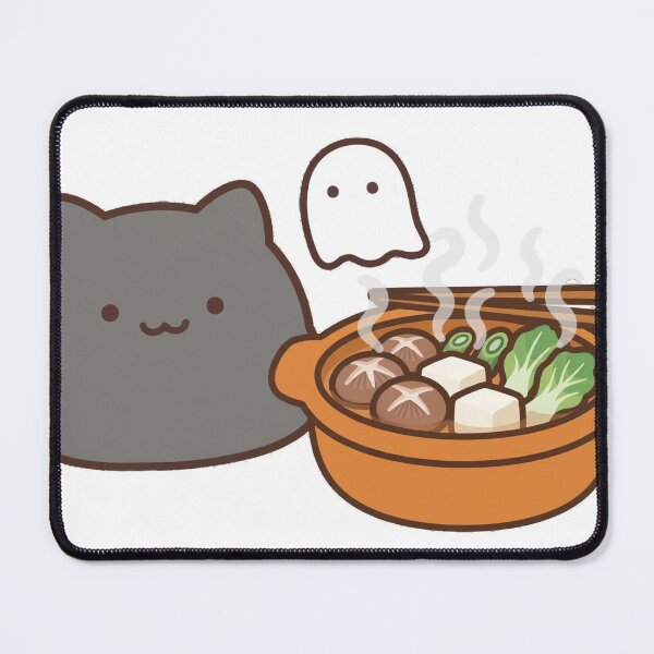 Item preview, Cute Black Cat Ghost Hot Pot Dinner Fall Kawaii Sticker designed and sold by xiaoxiaochibi.