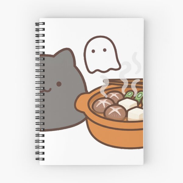 Item preview, Cute Black Cat Ghost Hot Pot Dinner Fall Kawaii Sticker designed and sold by xiaoxiaochibi.