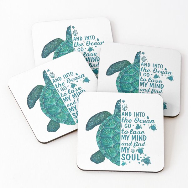 Item preview, Sea Turtle Ocean Quote – And Into the Ocean I Go, Lose My Mind, Find My Soul | Teal Watercolor Beach Design designed and sold by Evo Desings.