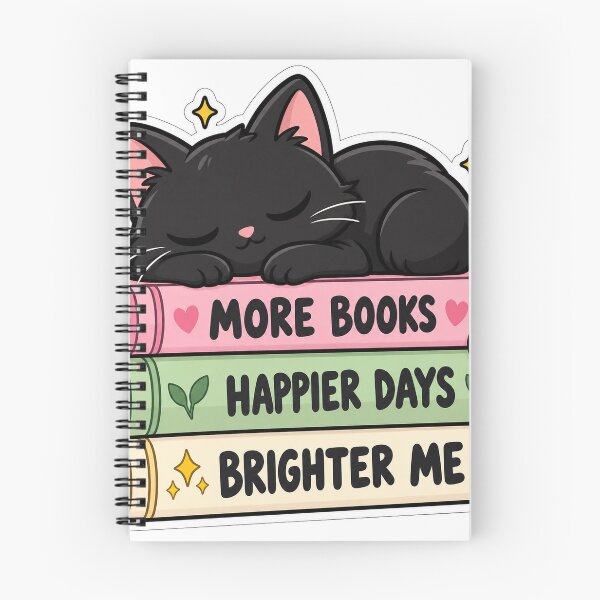 Item preview, More Books Happier Days Brighter Me Black Cat Book Stack Sticker designed and sold by Varaprasad43.