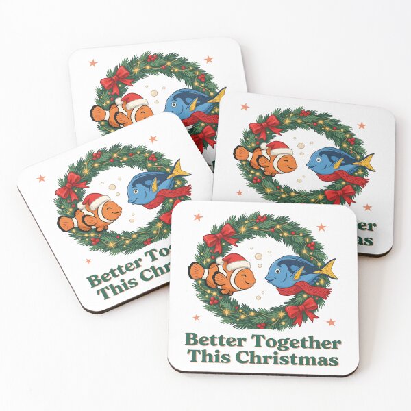 Item preview, Better Together This Christmas - Clownfish and Blue Tang Festive Aquarium Graphic designed and sold by TankTherapyArt.