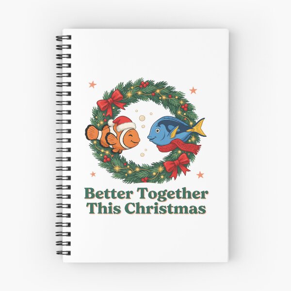 Item preview, Better Together This Christmas - Clownfish and Blue Tang Festive Aquarium Graphic designed and sold by TankTherapyArt.