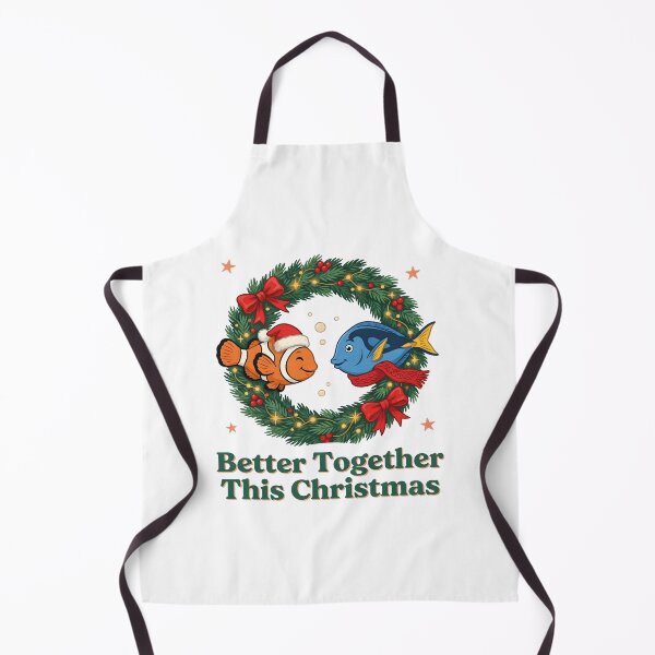 Item preview, Better Together This Christmas - Clownfish and Blue Tang Festive Aquarium Graphic designed and sold by TankTherapyArt.