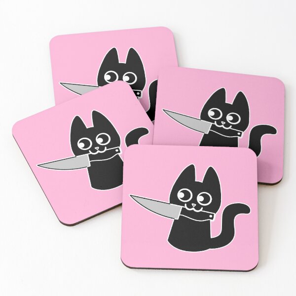 Item preview, Funny Cute Kawaii Black Cat Holding a Knife Drawing designed and sold by magdalenanegra.