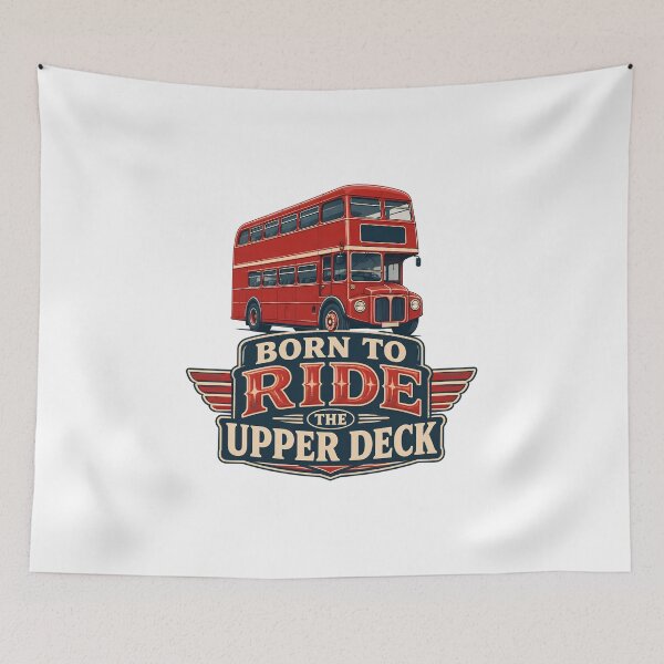 Item preview, Born to Ride the Upper Deck – Vintage British Double Decker Bus Retro London Transport Art designed and sold by CuteDesignables.