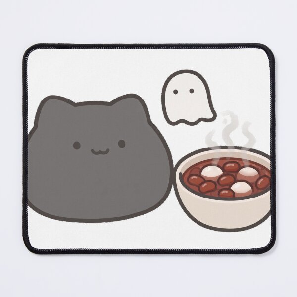 Item preview, Cute Black Cat Ghost Sweet Red Bean Soup Fall Kawaii Sticker designed and sold by xiaoxiaochibi.