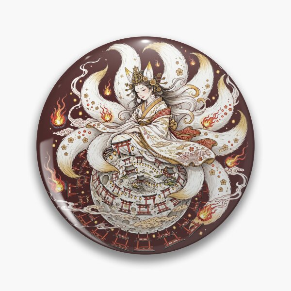 Item preview, Kitsune Planet - Nine-Tailed Fox Goddess with Torii Moon designed and sold by PrettyCrypt.