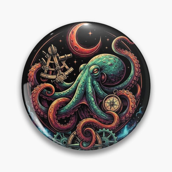 Item preview, Stargazer & Sextant Octopus Celestial Navigation Vintage Steampunk Art designed and sold by Dogandesighn.