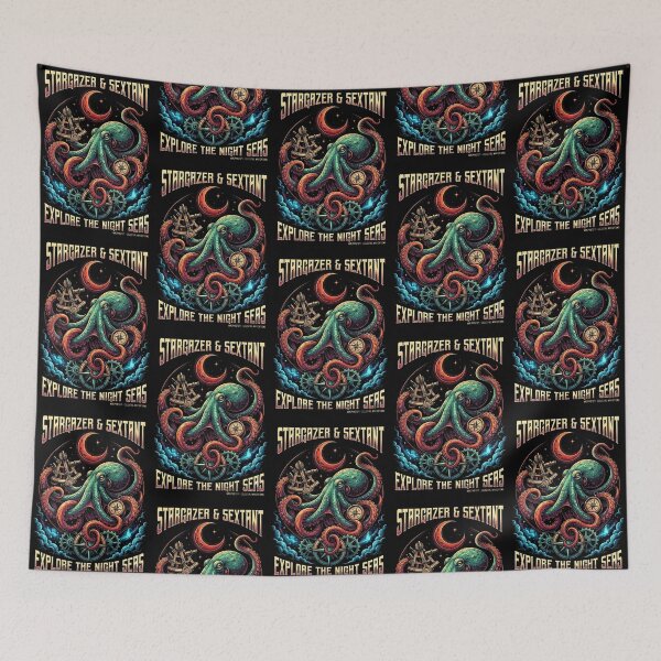 Item preview, Stargazer & Sextant Octopus Celestial Navigation Vintage Steampunk Art designed and sold by Dogandesighn.