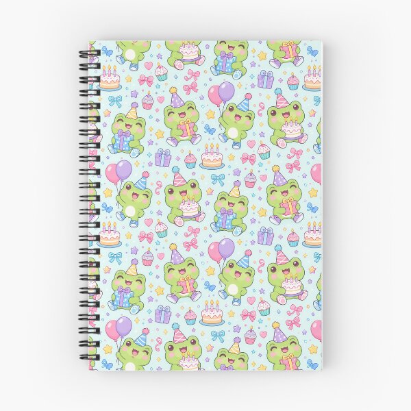 Item preview, Cute Kawaii Birthday Frogs with Party Hats and Cake Pastel Pattern designed and sold by Soft Berry Studio.