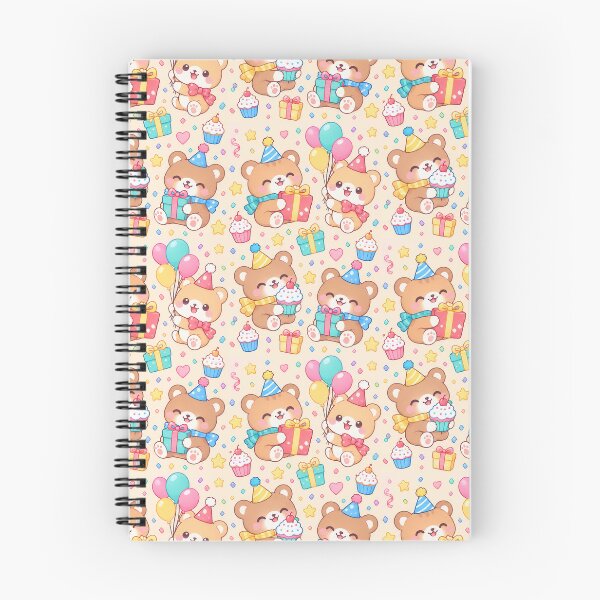 Item preview, Cute Kawaii Birthday Bears with Party Hats and Gifts Pastel Pattern designed and sold by Soft Berry Studio.