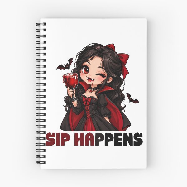 Item preview, SIP HAPPENS WITH CUTE VAMPIRE WITH BLOOD GLASS IN HER HAND FOR HALLOWEEN SEASON. designed and sold by ZANU creativity.