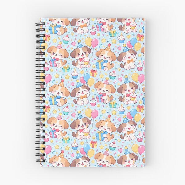 Item preview, Cute Kawaii Birthday Puppies with Cupcakes and Gifts Pastel Pattern designed and sold by Soft Berry Studio.