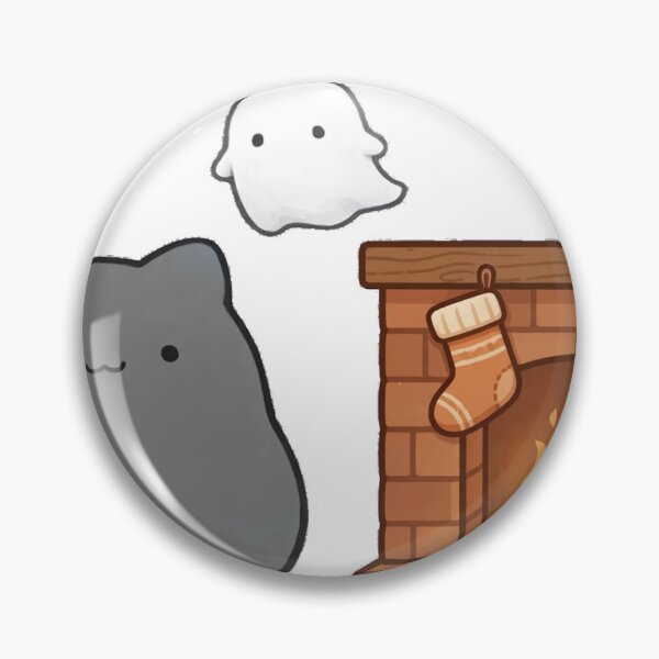 Item preview, Cute Black Cat Ghost Cozy Fireplace Fall Kawaii Sticker designed and sold by xiaoxiaochibi.