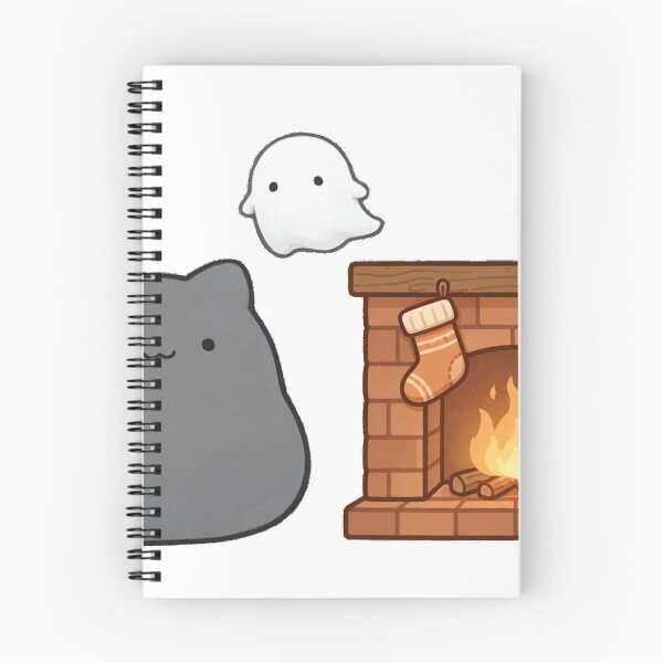 Item preview, Cute Black Cat Ghost Cozy Fireplace Fall Kawaii Sticker designed and sold by xiaoxiaochibi.