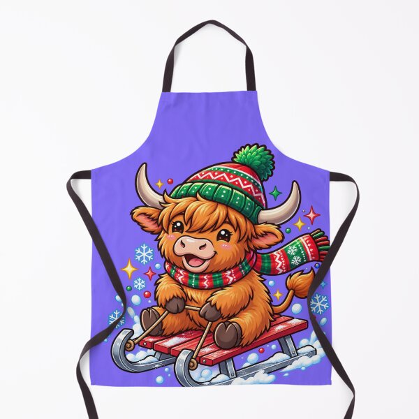 Item preview, Christmas Highland Cow Sledding – Snowy Winter Adventure designed and sold by JanRizz.
