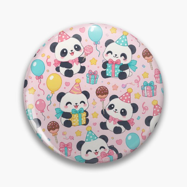 Item preview, Cute Kawaii Birthday Pandas with Party Hats and Cake Pops Pastel Pattern designed and sold by Soft Berry Studio.