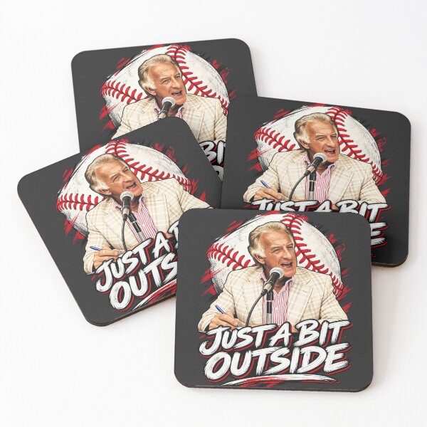 Item preview, Just A Bit Outside Classic Broadcaster Call Baseball Mic Portrait Red White Black designed and sold by Pliable.
