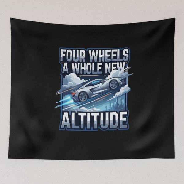 Item preview, Four Wheels New Altitude Futuristic Supercar designed and sold by AmeliaShirts.
