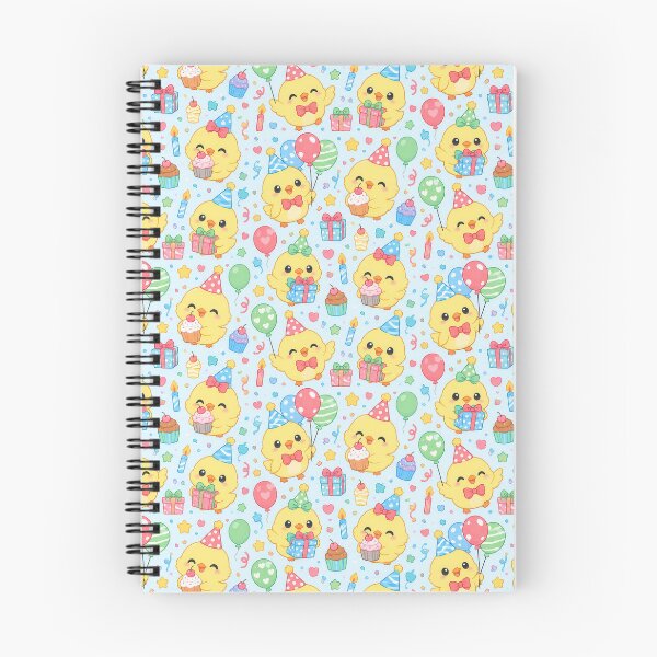 Item preview, Cute Kawaii Birthday Baby Chicks with Cupcakes and Balloons Pastel Pattern designed and sold by Soft Berry Studio.